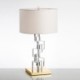 Fabric Lamphade Bedroom Study Desk Reading Light Modern Glass Table Lamp Stacked Glass Cubes