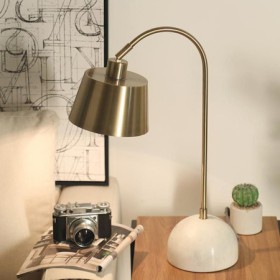 Iron Table Lamp with Marble Base Desk Lamp Study Bedroom Reading Lamp