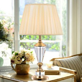 Fabric Lamphade Desk Lamp Bedroom Study American Style Glass Table Lamp
