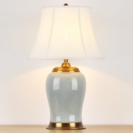 Simple Counter Reading Lamp Study Room Living Room Crackle Pattern Ceramic Table Lamp