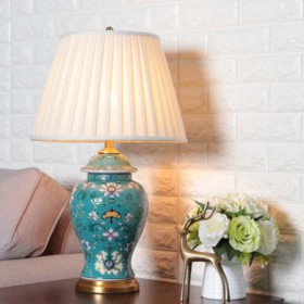 Ceramic Glaze Living Room Bedroom Lamp Blue Boho Table Lamp