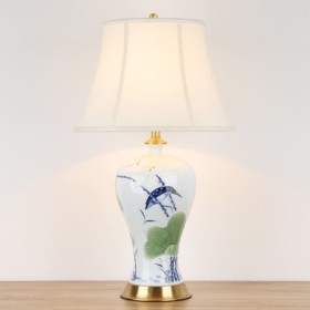 Hand Drawn Pattern Lamp Simple Ceramic Base Lighting Bedroom Study Light Modern Table Lamp