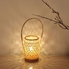 Modern Creative Bedside Desk Lamp Bedroom Study Room Teahouse Lighting Bamboo Basket Table Lamp