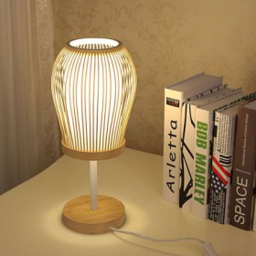 Modern Creative Desk Lamp Study Room Decorative Lighting Bamboo Woven Table Lamp