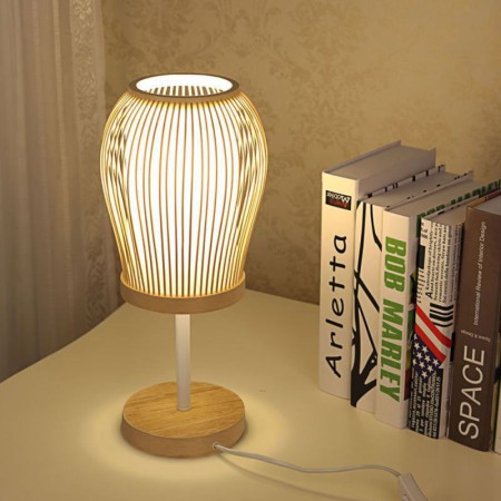 Modern Creative Desk Lamp Study Room Decorative Lighting Bamboo Woven Table Lamp