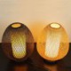 Bedside Hand Woven Lighting Simple Table Lamp Egg Shape Bamboo Desk Lamp