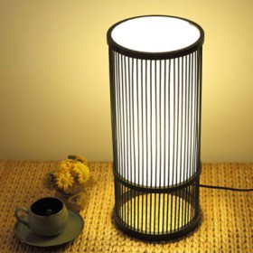 Bamboo Desk Lamp Simple Round Table Lamp Living Room Bedroom Tearoom Lighting