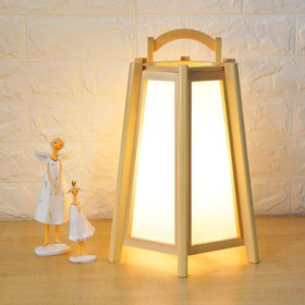 Creative Hexagonal Desk Light Living Room Bedroom Study Decorative Lighting Polygonal Wooden Table Lamp