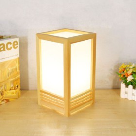 Creative Wooden Table Lamp Bedside Study Decorative Table Light Square Table Lamp