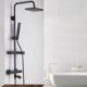 Rainfall Shower Mixer Tap Set With Tub Spout in Black Thermostatic Shower Faucet System