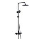 Shower Faucet System with Head and Hand Set in Black Slider Rail Thermostatic Valve Mixer