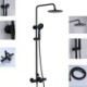 Shower Faucet System with Head and Hand Set in Black Slider Rail Thermostatic Valve Mixer