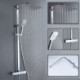 Rainfall Stainless Steel Mixer Shower Set Black / Chrome Exposed Thermostatic Shower System