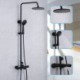 Shower Faucet System with Head and Hand Set in Black Slider Rail Thermostatic Valve Mixer