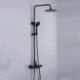 Shower Faucet System with Head and Hand Set in Black Slider Rail Thermostatic Valve Mixer