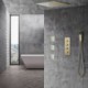 Massage Spa Side Spray Jets Thermostatic Faucet Shower System Brushed Gold Concealed Installation
