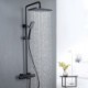 Chrome/Black Color Thermostatic Shower Faucet System Optional Lifting Shower Rod