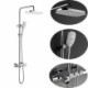 Shower Set with Thermostatic Brass Shower Faucet System in Black/Chrome Color