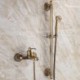 Bathroom Shower Faucet Set with Handheld Sprayer and Tub Filler in Antique Brass Slider Bar Shower System