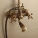 Tub Shower Faucet in Antique Brass with 8-Inch Shower Head and Hand Shower