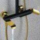 Contemporary Exposed Shower System Rain Head and Hand Sprayer with Slider Rail in Black