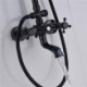 Exposed Shower System with Rain Head Handheld Sprayer Tub Spout Traditional Black Shower Mixer Set