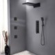 Black Shower Faucet Rainfall Head Shower Hand Shower Wall Mounted Shower Tap