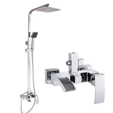 Chrome Rain Shower Faucet on a Contemporary Square Shower System