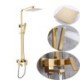 Shower Faucet Set Brushed Gold 9 Inch Rain Shower Head Bathroom Shower System