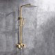 Shower Faucet Set Brushed Gold 9 Inch Rain Shower Head Bathroom Shower System