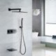 Nickel Brushed/Black Rainfall Shower Faucet Set Head And Hand Shower With Waterfall Tub Tap Set