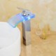 No Battery Required Glass LED Bathroom Sink Faucet Modern Waterfall Vessel Sink Mixer Tap