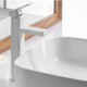 Modern Simple Bathroom Sink Tap High White Basin Faucet