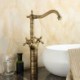 Single Hole Double Handle Antique Brushed Finish Brass Sink Faucet