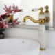 ALL Copper Natural White Stone Basin Lavatory Faucet Luxury Stone Bathroom Faucet