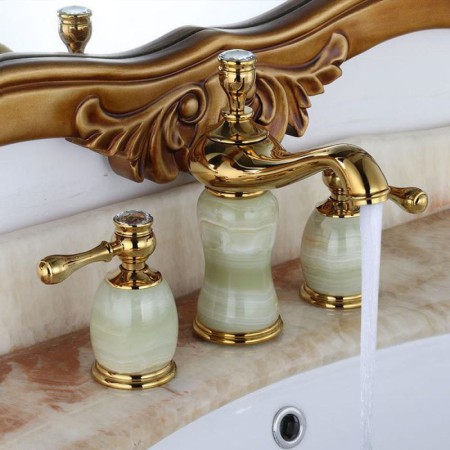 Natural Jade Basin Faucet Luxury Stone Bathroom Faucet Hot and Cold Mixer Tap