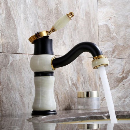 ORB Finished Bathroom Basin Faucet Luxury Sink Tap Jade And Brass Faucet