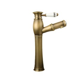 Antique Bronze-colored Basin Pulling Faucet with Brushed Finish