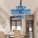 European Blue Pendant Light Bedroom Living Room Elegant Crystal Chandelier