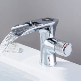 Water Power Basin Mixer Brass Temperate Display Faucet LED Digital Basin Faucet