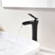 Single Hole Single Handle Matt Black Mixer Tap Hot and Cold Water Dispenser Tall Vessel Sink Bathroom Faucet