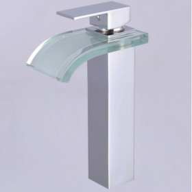 Waterfall Basin Mixer Tap Square Glass (tall)