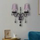 Bedroom Living Room Hallway European Style Crystal Sconce Black Two-Light Candle Wall Light