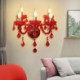 Hotel Rooms Hallway European Crystal Sconce Red Color Wall Light