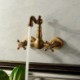 Brass Wall Mount Swivel Spout Kitchen Tap Antique Kitchen Faucet