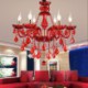 Dining Room Living Room European Elegant Crystal Chandelier Red Color Pendant Light