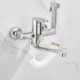 Wall Mounted Rotatable Black Brass Kitchen Faucet Mixer Tap With Spray Gun