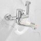 Wall Mounted Rotatable Black Brass Kitchen Faucet Mixer Tap With Spray Gun