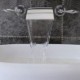 Widespread Bathroom Sink Mixer Tap 2 Handle Wall Mount Curved Waterfall Sink Faucet