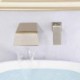 Wall Mount Curved Waterfall Sink Faucet Brushed Nickel Bathroom Sink Tap